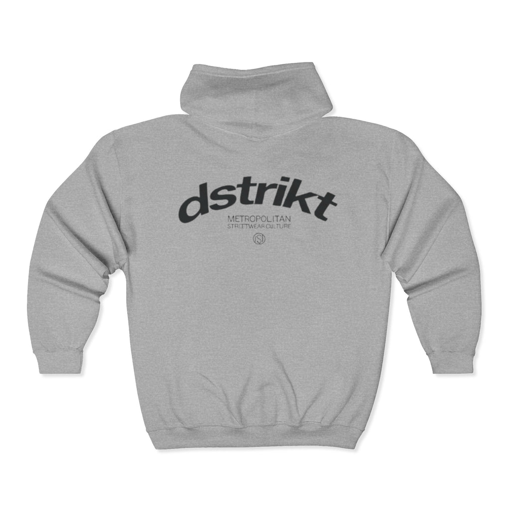 Dstrikt Sudadera – Minimalist Gray Logo Zip-Up