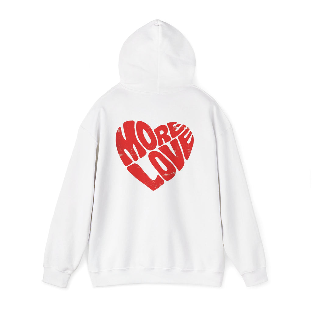 Sudadera More Love — White Pullover with Red "More Love" Back Print