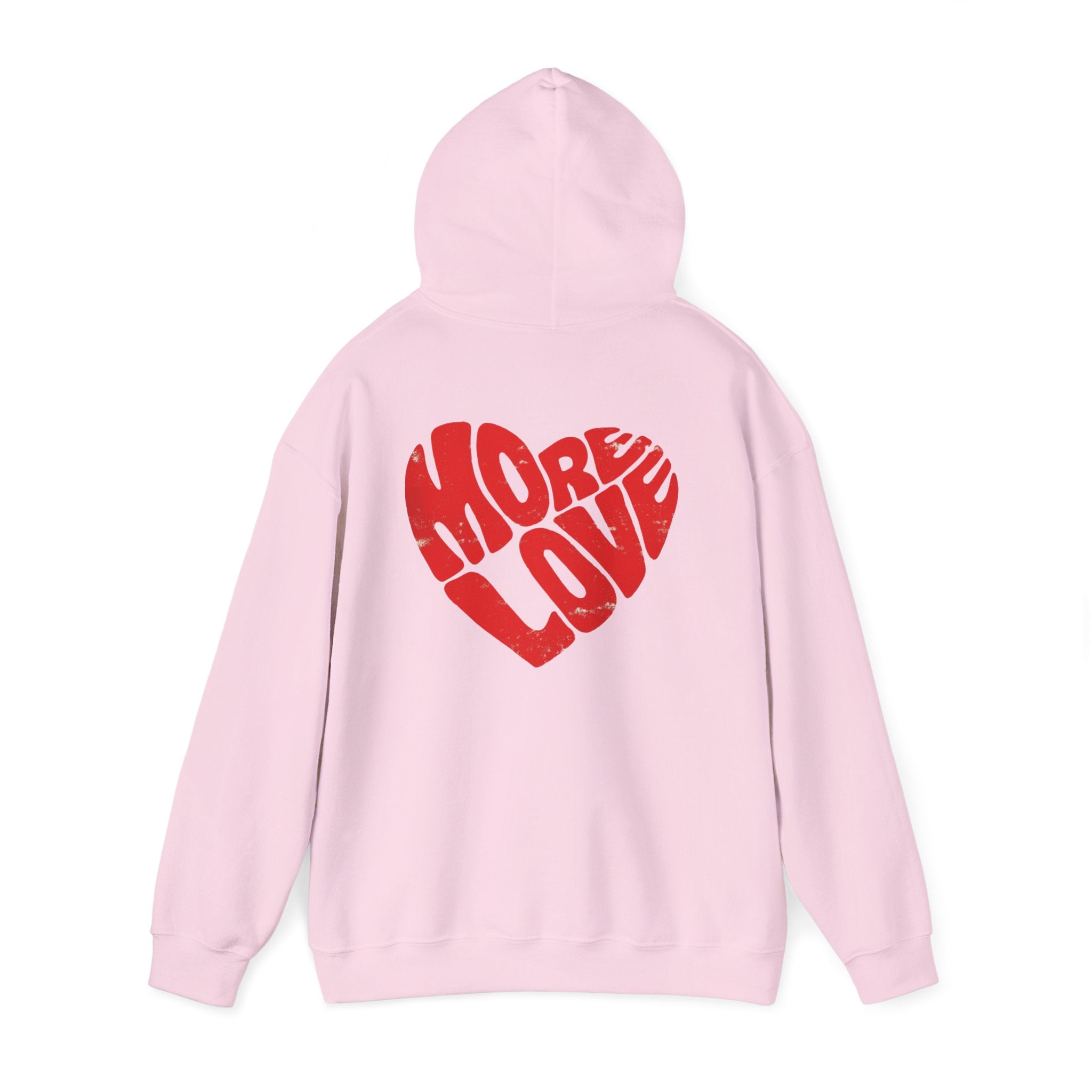 Sudadera More Love — White Pullover with Red "More Love" Back Print