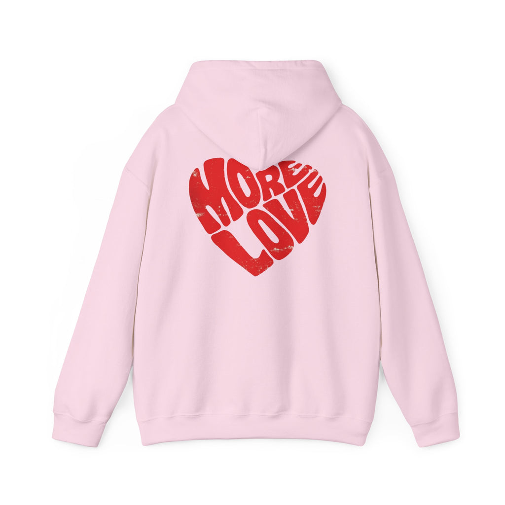 Sudadera More Love — White Pullover with Red "More Love" Back Print