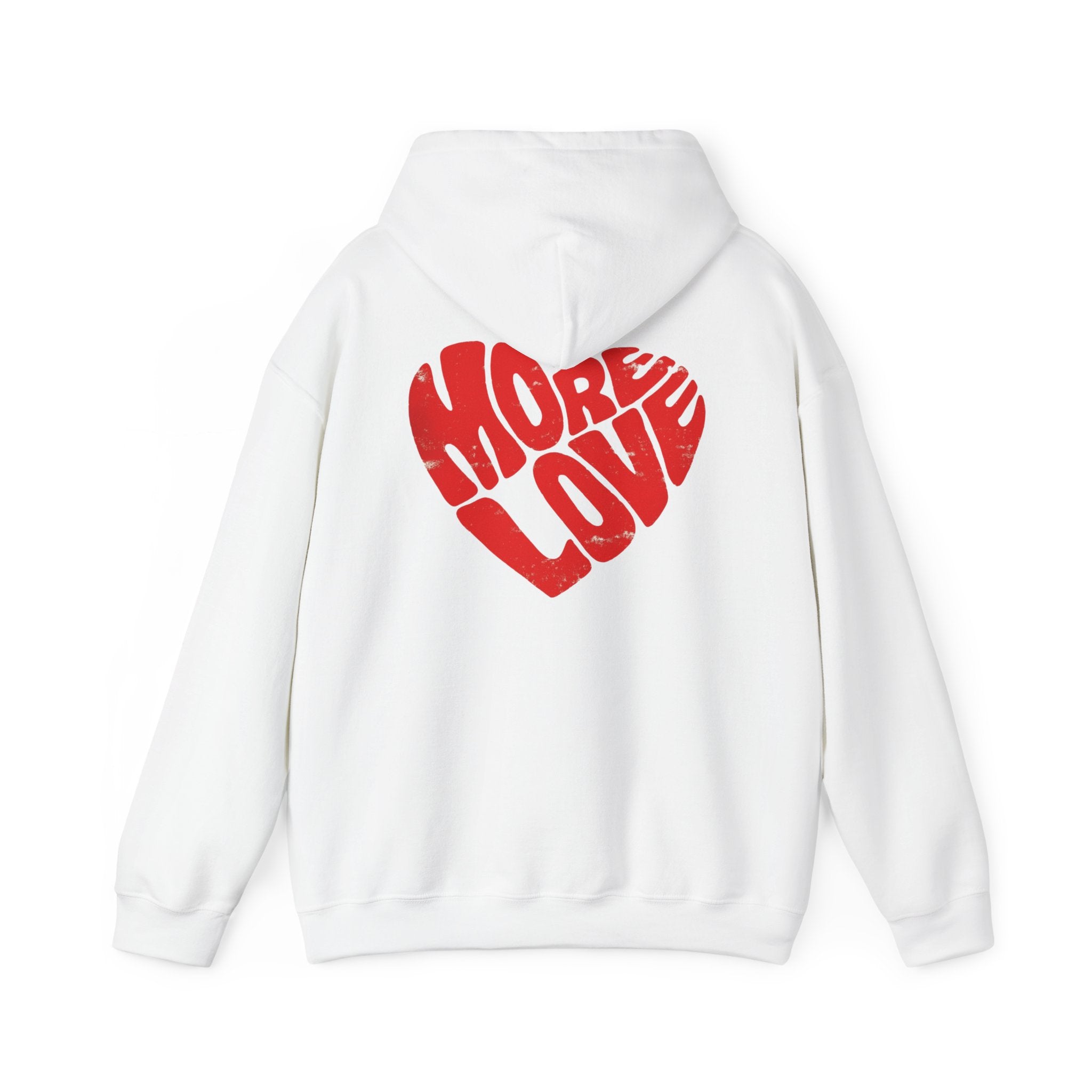 Sudadera More Love — White Pullover with Red "More Love" Back Print