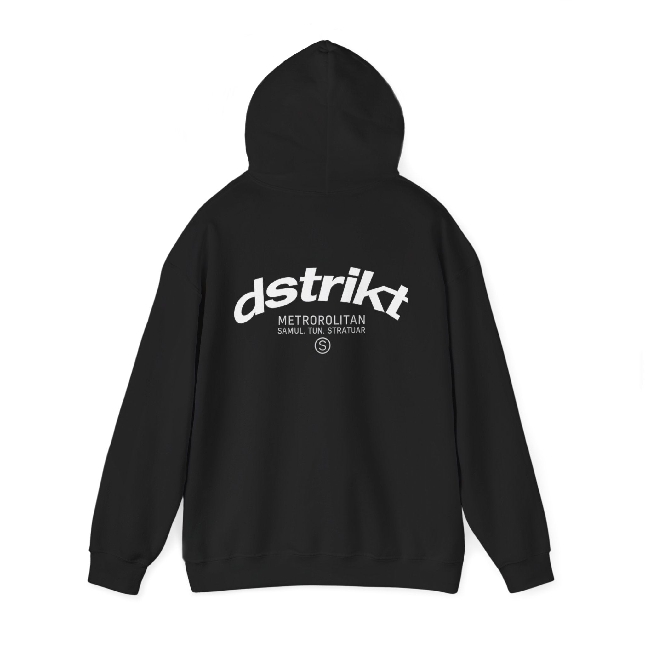 Sudadera Dstrikt negra — 'dstrikt' Vintage Urban Graphic Hooded Sweatshirt